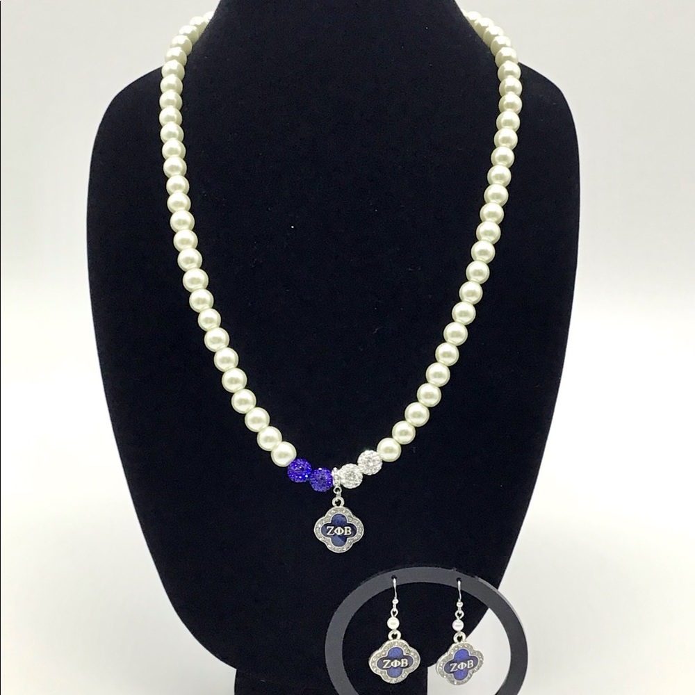 Zeta Phi Beta Necklace and Earring Set - Picture 9 of 9